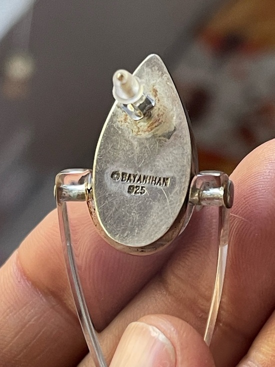 Rare Beautiful Pair of Vintage 1980s BAYANIHAN Sterling Silver & Lucite Earrings - Picture 5 of 9